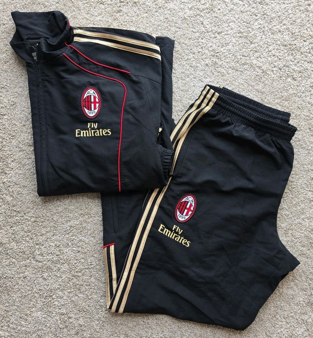 Vintage Adidas AC Milan Tracksuit 2010-11 - Football, Soccer - Sz XL - 2 Pc Set